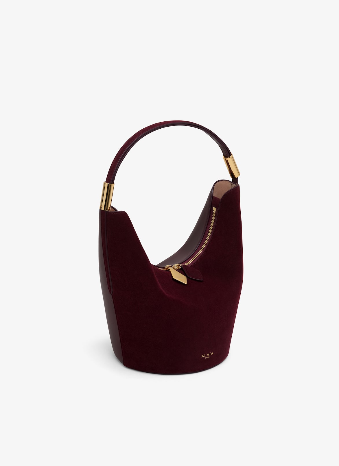 SHAPE SMALL BAG IN SUEDE GOATSKIN AND CALFSKIN ALAÏA GARNET RED SHAPE SMALL BAG IN SUEDE GOATSKIN AND CALFSKIN
